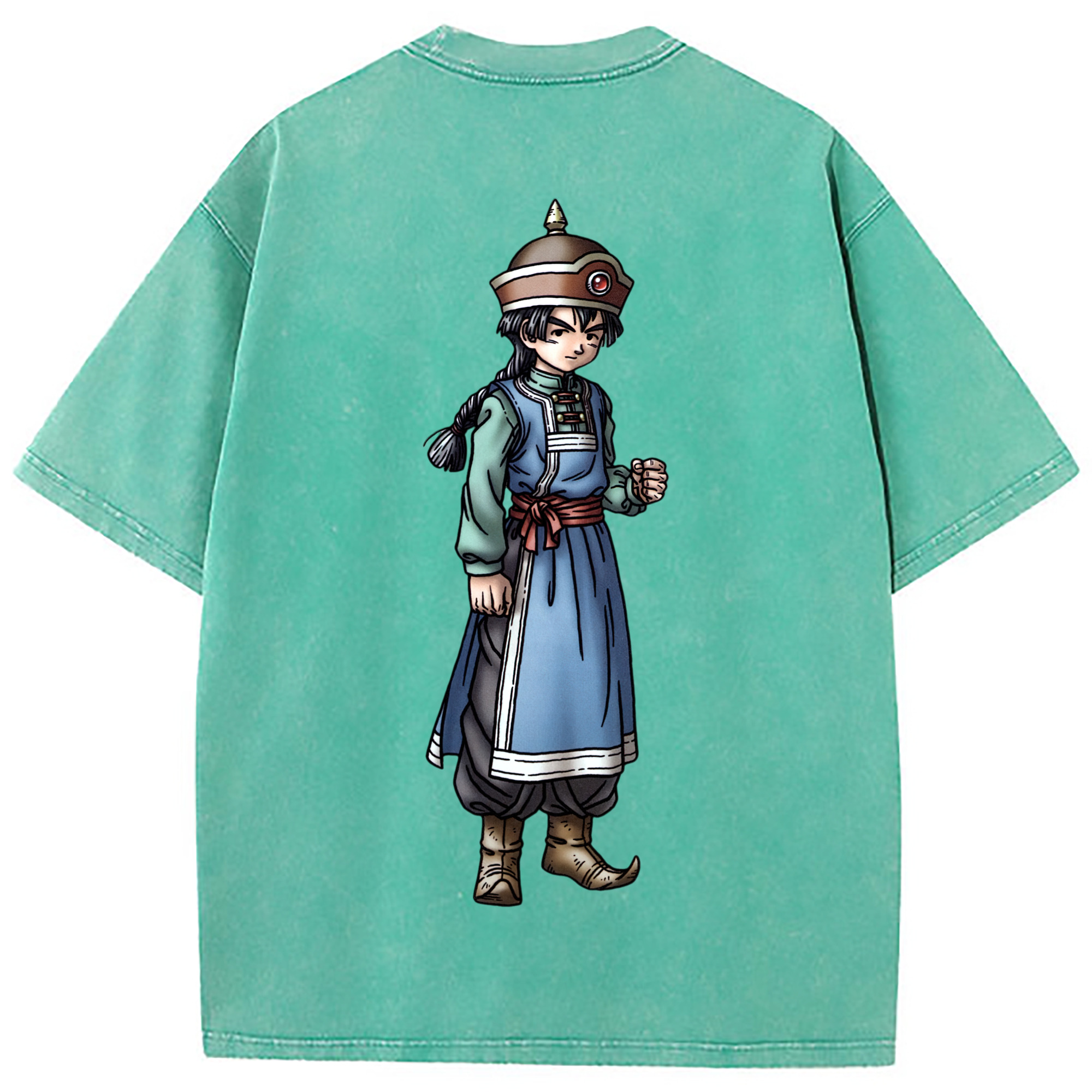 （画像用） ドラゴンクエスト Doragon Kuesuto Dragon Quest 綿100% ヴィンテージ風 半袖Tシャツ（背面プリント）